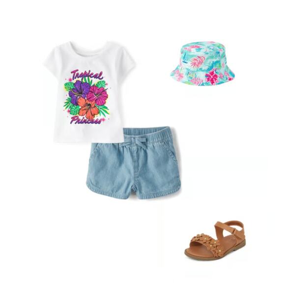 The Children's Place Tropical Princess Graphic T-Shirt 3T - Picture 6 of 7